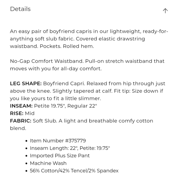 Lane Bryant #1125829 Soft Slub Boyfriend Mid-Rise Capri Pants NWT - Picture 10 of 10